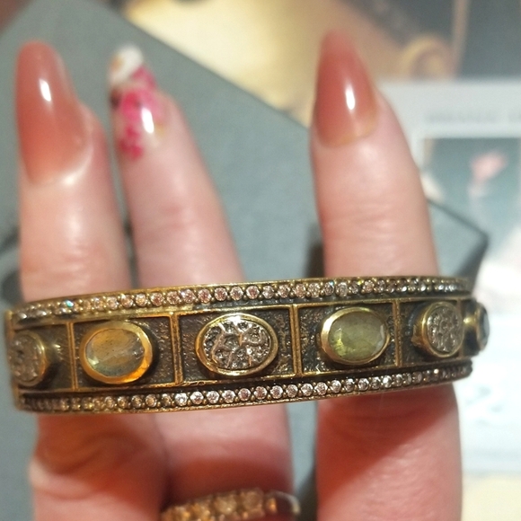 NEW TAT 2 Briana Erin Labradorite Coin Bangle Bracelet - Picture 2 of 8